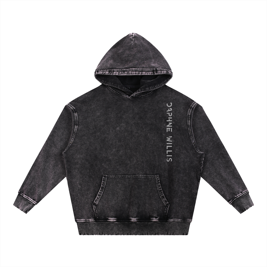 Snow Wash Hand-Frayed Heavyweight  Hoodie
